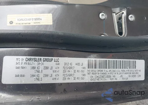 2015 Jeep Compass High Altitude Edition from USA, damaged, VIN 1C4NJCEA6FD185954